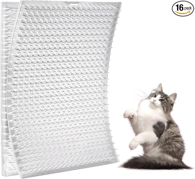 Zipcase 16 Pack Scat Mat for Cats - 13 x 16 In Updated Dual Length Cat Deterrent Mat with Narrower & Denser Spikes, More Effective For Indoor & Outdoor Cat Repellent Fence Covers 24 Sq.ft (3456 Sq.in)