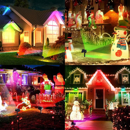 Solar Color Changing Spot Lights Outdoor, [9 Modes/4 Pack] Solar Christmas Lights Outdoor Waterproof IP65, Multicolor Solar Powered Landscape Spotlights for Yard Garden Pathway Lawn Decoration