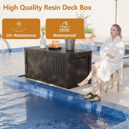 Zapdos 180 Gallon Outdoor Storage Box, Resin Deck Box for Furniture Cushions Garden Tools, Waterproof Lockable Outside Storage Boxes, Black, 61" L x 28.4" W x 29" H