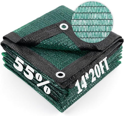 Cool Area 55% Sun Shade Cloth Mesh Tarp with Grommets for Plant Cover 14x20ft Patio Canopy Garden Pergola Greenhouse Car Barn Kennel Dark Green