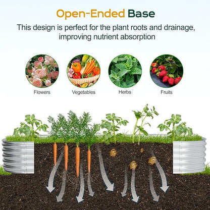 Aoodor Galvanized Raised Garden Bed Kit, 6.9 x 2 x 1 Ft, Oval Planter Box for Vegetables, Flowers, and Herbs, Outdoor Use, Silver