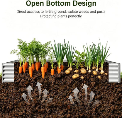 TATAANTY Galvanized Raised Garden Bed 8x4x1 ft(2 Pack),Outdoor Planter Box Metal Patio Kit Planting Bed for Vegetables Flowers and Succulents,Silver