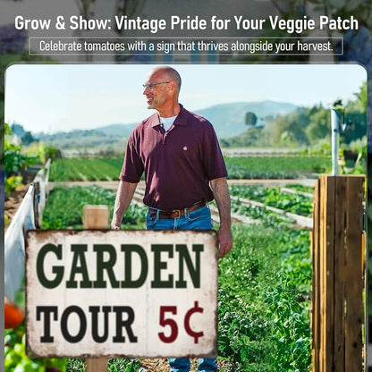 Vintage Metal Garden Signs for Outside Yard Fence Decor Gift | Rustic Gardening Gifts for Women Gardeners Backyard Patio Farmhouse Wall Art Decor Garden Tour 5 Cents Tin Sign 12x8 Inches