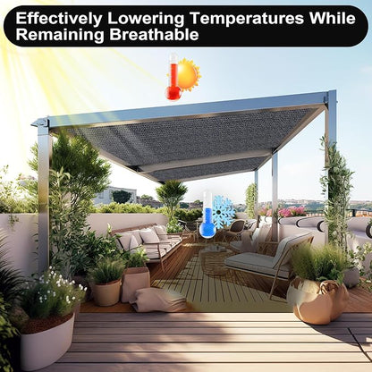 Artpuch 90% Sun Shade Cloth, 6 x 20 FT Pergola Shade Cover Canopy with Grommets, Sun Screen Fabric Tarp for Patio, Outdoor, Garden, Backyard, Dark Grey