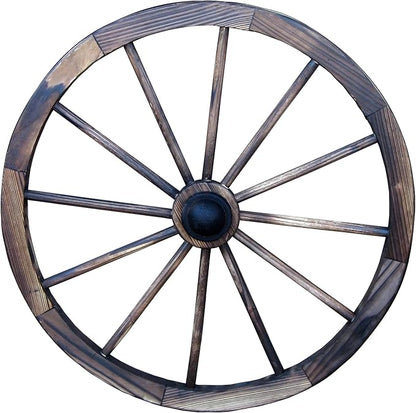 Leigh Country 24-Inch Wooden Wagon Wheel, Rustic Decorative Yard/Garden Décor, for Decoration Only