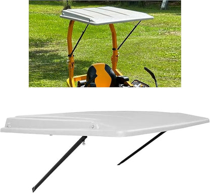 ECOTRIC Lawn Tractor Sun Shade, Top Canopy Compatible with John Deere Tractors with ROPS, White Sun Shade W/Mounting Brackets, Reduce Heat and Glare with This Umbrella Canopy