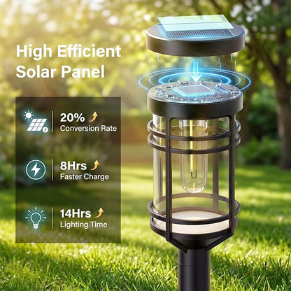 Ollny Solar Pathway Lights Outdoor 8 Packs, Solar Garden Lights IP65 Waterproof, LED Solar Powered Path Light Auto On/Off, Landscape Lighting for Yard Walkway Driveway Porch Outside Decor