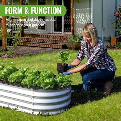 Backyard Expressions Home Galvanized Raised Garden Bed Kit 4x2x1ft, Planter Box Raised Garden Beds Outdoor, Easy Assembly Metal Raised Bed for Gardening Vegetables, Fruits, Flowers - Silver