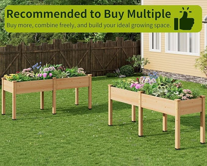 Wood Raised Garden Bed, 72x24x30in Elevated Wooden Planter Box with Legs Standing Growing Bed for Backyard, Patio, Balcony with Bed Liner, 200 Pound Capacity 2PCS
