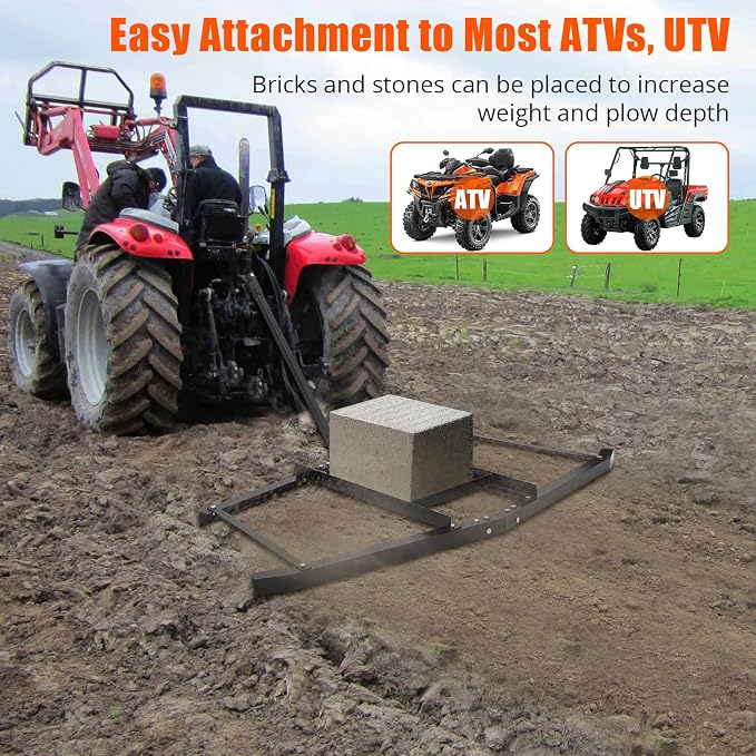 Hipicute Driveway Drag 74" Drag Harrow Driveway Grader Steel Tow Behind Lawn Rake with Adjustable Bars, Driveway Tractor Harrow Driveway Grader for ATVs, UTVs,Tractor, Mower