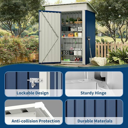 Garvee 5x3 FT Outdoor Storage Shed, Tool Shed with Sloping Roof | Rust-resistant galvanized steel – withstands harsh weather for years.