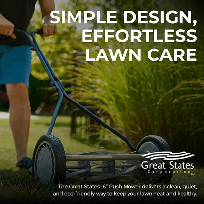 Great States 415-16 16-Inch Reel Lawn Mower with T-Style Handle