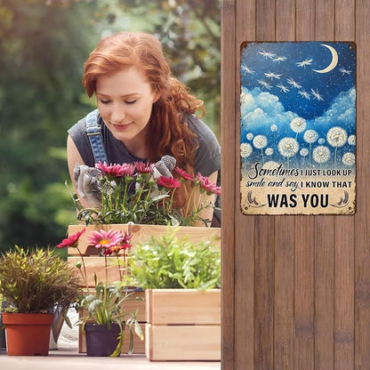 Dandelion Wall Art Vintage Metal Tin Sign Sympathy Gifts Memorial Wall Decor Sometimes I Just Look Up Loved One Remembrance Sign for Home Garden Decor 12 * 8inch