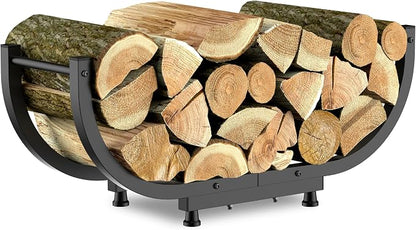 Firewood Rack Outdoor, 29 inch, Indoor Firewood Storage Holder, Log Holders for Firewood, Black