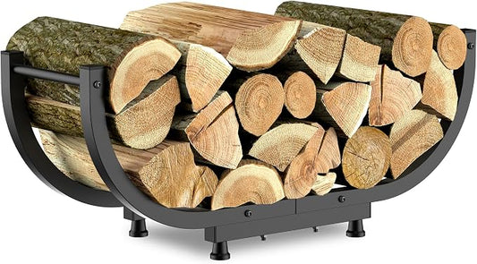 Firewood Rack Outdoor, 29 inch, Indoor Firewood Storage Holder, Log Holders for Firewood, Black