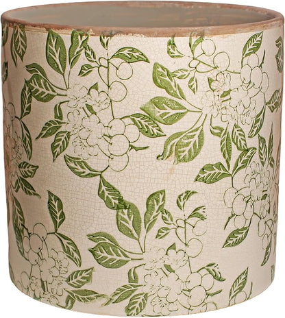 7.7 Inch Large French Farmhouse Ceramic Planter, Indoor Outdoor Home Decor | Decorative Pots with Drainage, Ideal for Medium & Large Plants and Trees, Great Housewarming Gift for Indoor Patio Garden