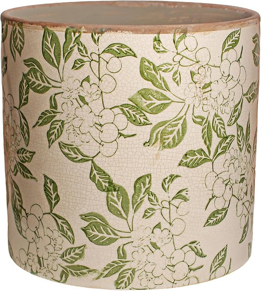 7.7 Inch Large French Farmhouse Ceramic Planter, Indoor Outdoor Home Decor | Decorative Pots with Drainage, Ideal for Medium & Large Plants and Trees, Great Housewarming Gift for Indoor Patio Garden