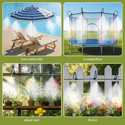Drip Irrigation System,100 Ft Quick-Connect Garden Sprinkler Kit with 16pcs 360° Adjustable Nozzles for Garden, Lawn, Greenhouse, Raised Beds & Outdoor Plants