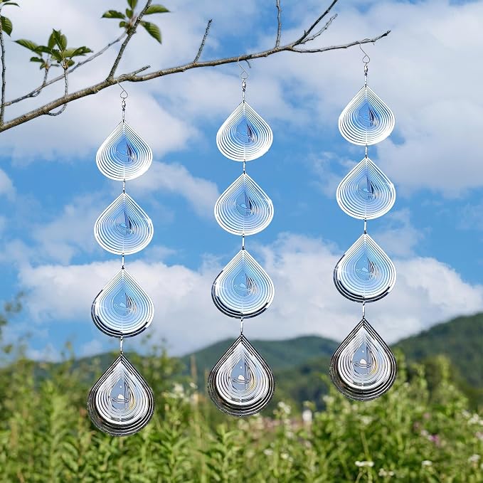 Reflective Bird Deterrents for Outside – Bird Repellent Devices Outdoor – 3D Wind Spinners Outdoor Garden Decor –3 Set Bird Repellent to Keep Woodpecker & Pigeons Away from Window Roof (Style 4)