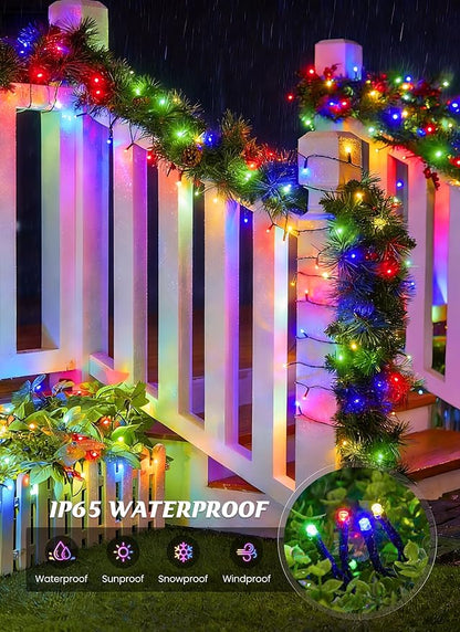 Brightown Solar String Lights Outdoor, 2 Pack Total 80FT 200 LED Solar Powered String Lights Waterproof with 8 Modes, Auto On/Off, Patio Lights for Outside Tree Garden Balcony Party Decor (Multicolor)