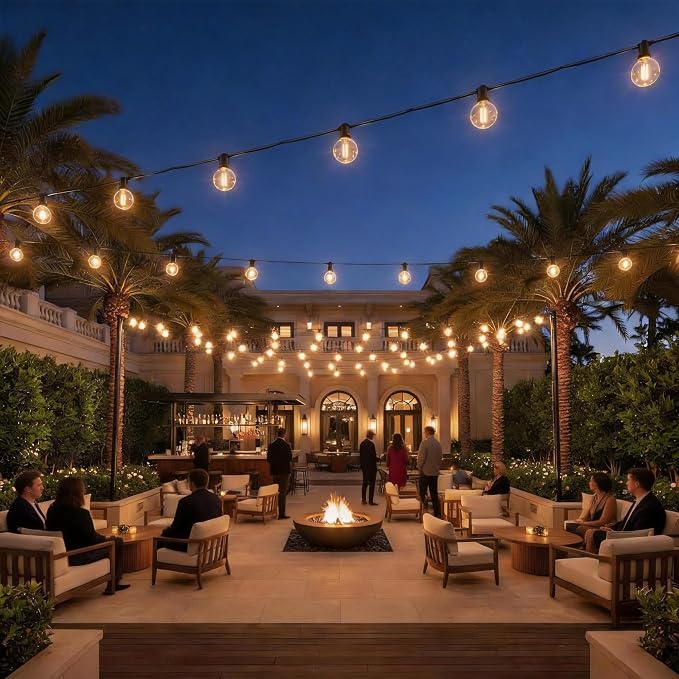RTTY 150 FT Outdoor String Lights Patio Light for Outside, Waterproof G40 Shatterproof LED Bulbs, Dimmable Hanging Connectable Globe Lighting for Bistro, Backyard, Porch, Balcony, Cafe, Warm White