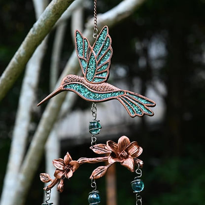 Wind Chimes - Wind Chimes for Outside Deep Tone 32 inches 5 Aluminum Tubes, Birthday, Memorial, Gifts for Mom, Grandma, Daughter, Decoration for Home, Garden, Patio (32" Hummingbird Turquoise)