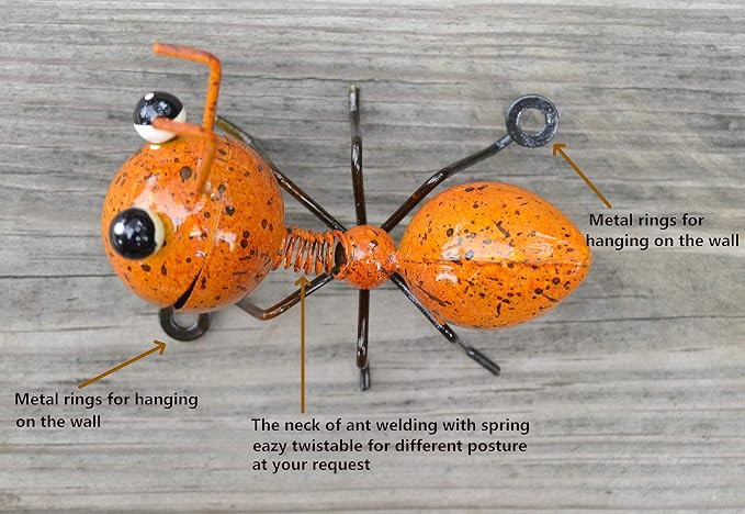 Metal Ant Garden Decor Set of 4 Colorful Outdoor Garden Yard Art Wall Sculptures
