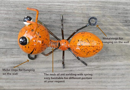 Metal Ant Garden Decor Set of 4 Colorful Outdoor Garden Yard Art Wall Sculptures