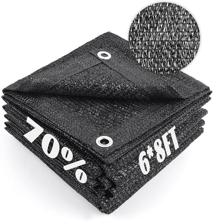 Cool Area 70% Sun Shade Cloth Mesh Tarp with Grommets for Plant Cover 6x8ft Patio Canopy Garden Pergola Greenhouse Car Barn Kennel Black