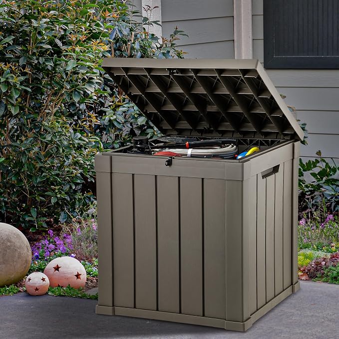 YITAHOME Deck Box | 51 Gallon Weatherproof Outdoor Storage Container for Patio Cushions, Pool Supplies, Garden Tools, Lockable Lid and Side