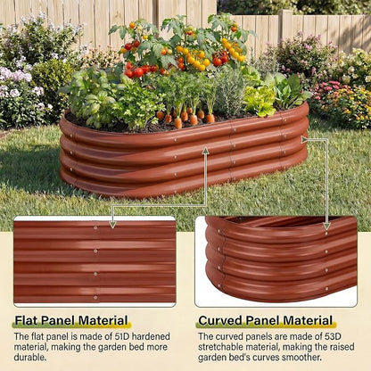Land Guard 2Pcs 8ft Galvanized Steel Raised Garden Bed, 8 x 4 x 1 ft Large Metal Raised Planter Beds, Raised Garden Bed for Vegetables, Brown