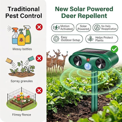 Ultrasonic Deer Repellent Device for Plants Garden Solar Animal Repellent Outdoor with Motion Activated for Rabbit Cat Deterrent Raccoon Squirrel Fortress Pro Keep Pest Out of Yard,2 Pack
