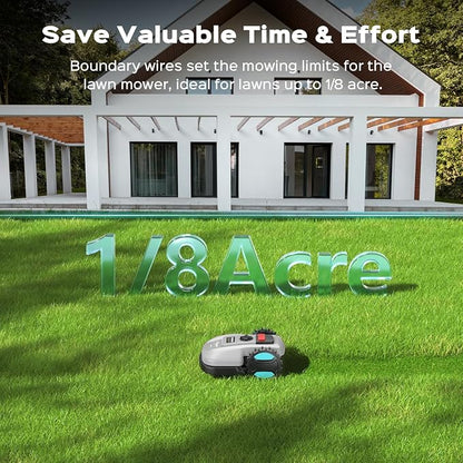 2026 New Robot Lawn Mower with App Control – Features Adjustable Cutting Height, Auto-Charging, Obstacle Detection and Brushless Motor for Lawns Up to 1/8 Acre, Dark Gray