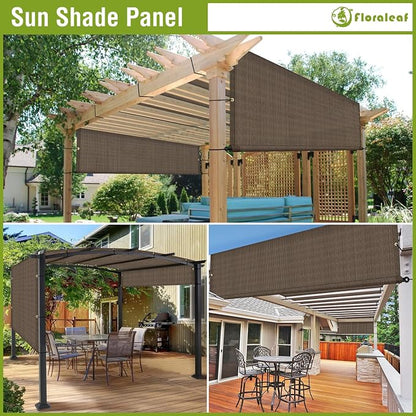 13' × 30' Pergola Shade Cover Universal Replacement Canopy Cover Outdoor Durable Fabric Sun Shade Cloth for Deck Patio Porch Backyard Gazebo with Grommets & Weighted Rods, Brown
