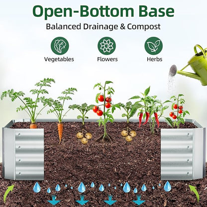 Ohuhu Raised Garden Bed with Cover Outdoor, 4x2x1 FT Galvanized Metal Planter Box with PVC Greenhouse Cover, Protects Plants from Frost Birds Insects, 3-in-1 Gardening Set for Vegetable Flower Herb