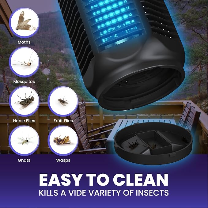 LiBa Bug Zapper Outdoor 4000V 20W, IPX4 Waterproof Insect Killer for Yard | 4000V grid, 20W brightness, IPX4 waterproof, switch control, outdoor bug zapper for backyard patio