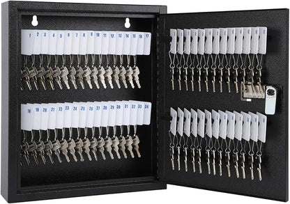 KYODOLED Key Box, Wall Mount 60 Key Cabinet, Combination Lock, Black | Numbered Key Storage Organizer, Secure Lock Box, Key Hooks & Labels, Home, Office & Property Management, 12.1 x 10.2 x 2.5 In
