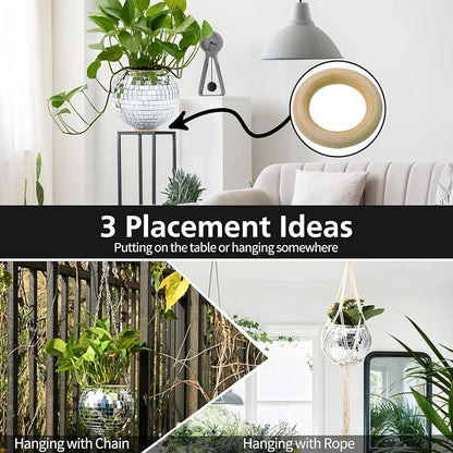 6" Disco Ball Plant Hanger with Hanging Rope, Hanging Chain, Hook, Circle | for Decoration