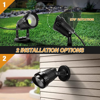 LED Landscape Up Down Light 5W White LED Decorative Spotlight Lamp 110V with Plug for Indoor Outdoor Yard Step Wall Lighting (Cool White) (Include Spike)