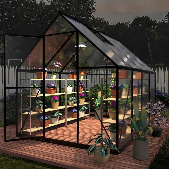 6x4 FT Small Greenhouse for Outdoors, Heavy Duty Walk-in Garden Greenhouse Kit with Adjustable Vent Window, Weatherproof Outdoor Plant Nursery for Backyard, Winter-Ready