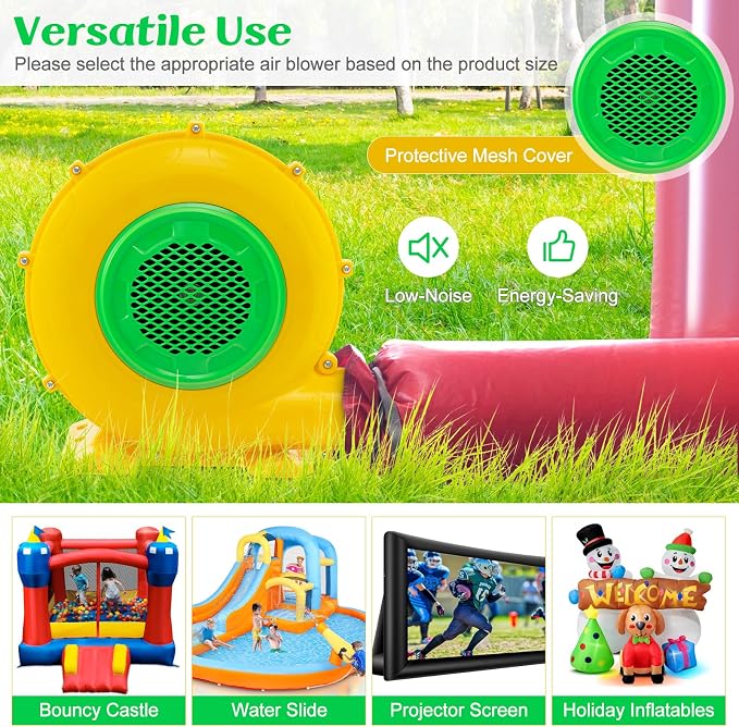 HONEY JOY Air Blower, 950W 1.2HP Bounce House Blower, Commercial Electric Pump Fan for Inflatable Water Slides & Bouncy Castle, 2620pa Air Blower for Inflatables (950Watt 1.2HP)