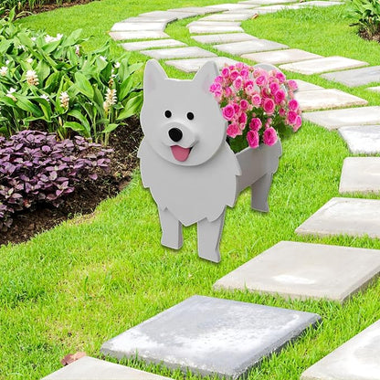Samoan Dog Planter Pots, 9.45 x 6.81 x 13.46 Inches | Dog Flower Pot, Cute Animal Shaped Plant Pot, Gifts for Women & Pet Lovers, Indoor Outdoor Garden Home Office Decor