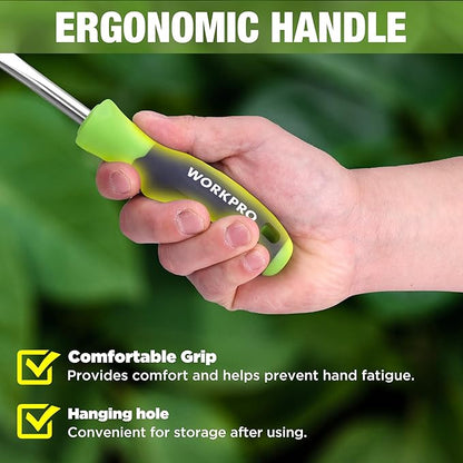 WORKPRO Crack Weeder, 12.5" Stainless Steel Crevice Weeding Tool Weeder Tool | Soft PP+TPR Handle, L-Shaped Side-Walk Weed Removal Scraper, for Garden Lawn Yard Patio Terrace Paving