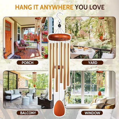 Wind Chimes for Outside, Fathers Day Dad Gifts for Men & Gifts for Women, Mom, Grandma, Deep Tone Soothing Melodic Chimes, Memorial & Sympathy Wind Chimes, Suitable for Garden, Porch & Patio Decor