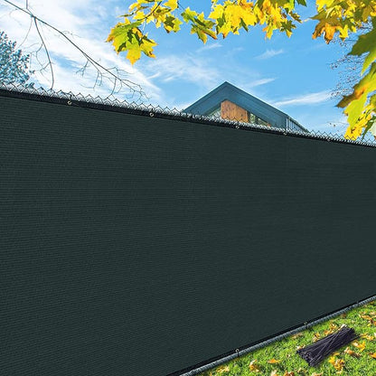 iCover 6x50ft Privacy Screen Fence, Outdoor Fencing Panels, Garden Windscreen Mesh Shade Sail Net Barrier, Include Reinforced Bindings and Brass Grommets Cable Zip Ties, Green