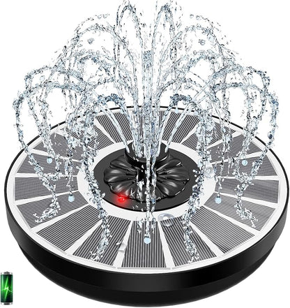 Yzert Solar Fountain with 2000mAh Battery & Innovative Indicator, 3.5W Glass Solar Water Fountain Pump Works in Cloudy Day with 7 Nozzles for Bird Baths, Gardens, Ponds, Pools, Outdoors (White)