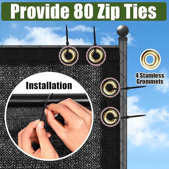 Black 5FT X 50FT Outdoor Privacy Screen Fence & Mesh Shade Net Cover, Ideal for Garden and Backyard - Enhances Privacy for Fencing & Chain Link, Perfect for Patio Privacy Wall, Slats，Freestanding