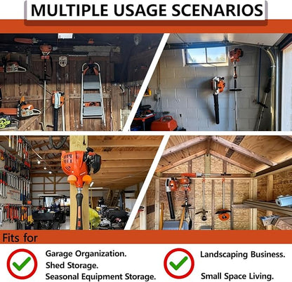 Garage Organizer Wall Hanger - Heavy Duty Garage Storage Trimmer Rack, Garden Power Tool Holder for Weed Whackers, Grass Trimmer, Hedge Trimmer, Grass Trimmer, Garage Tools, 2 Pack(Orange)