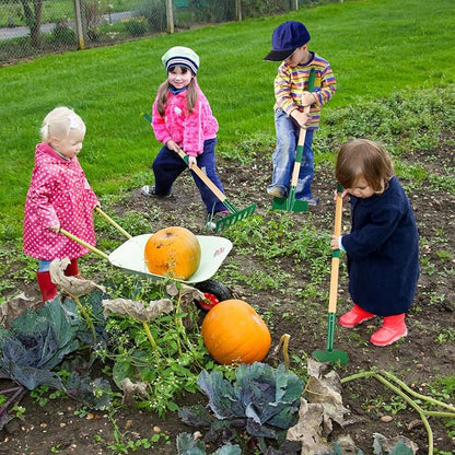 Duckura Kids Gardening Tools Set - 7pcs Garden Tool for Kids with Shovel, Rake, Hoe, Leaf Rake, Outdoor Summer Yard Lawn Digging Weed Toys, Christmas Birthday Gifts for Boys Girls Age 3 4 5 Years Old