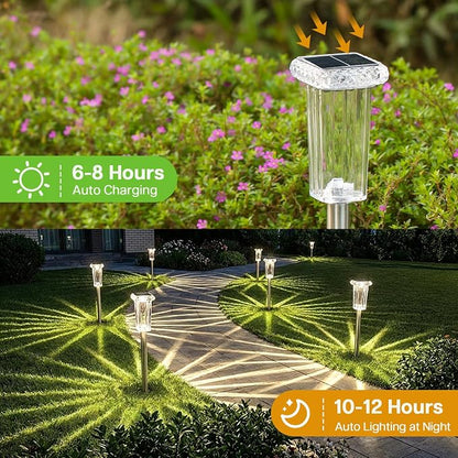 Solar Lights Outdoor 8 Pack LED Waterproof 10 Modes Pathway Outside Lights for Yard Garden Walkway Driveway Landscape Path Lighting, 3000K/4500K/6000K White & 6 Fixed Colors & Color Changing